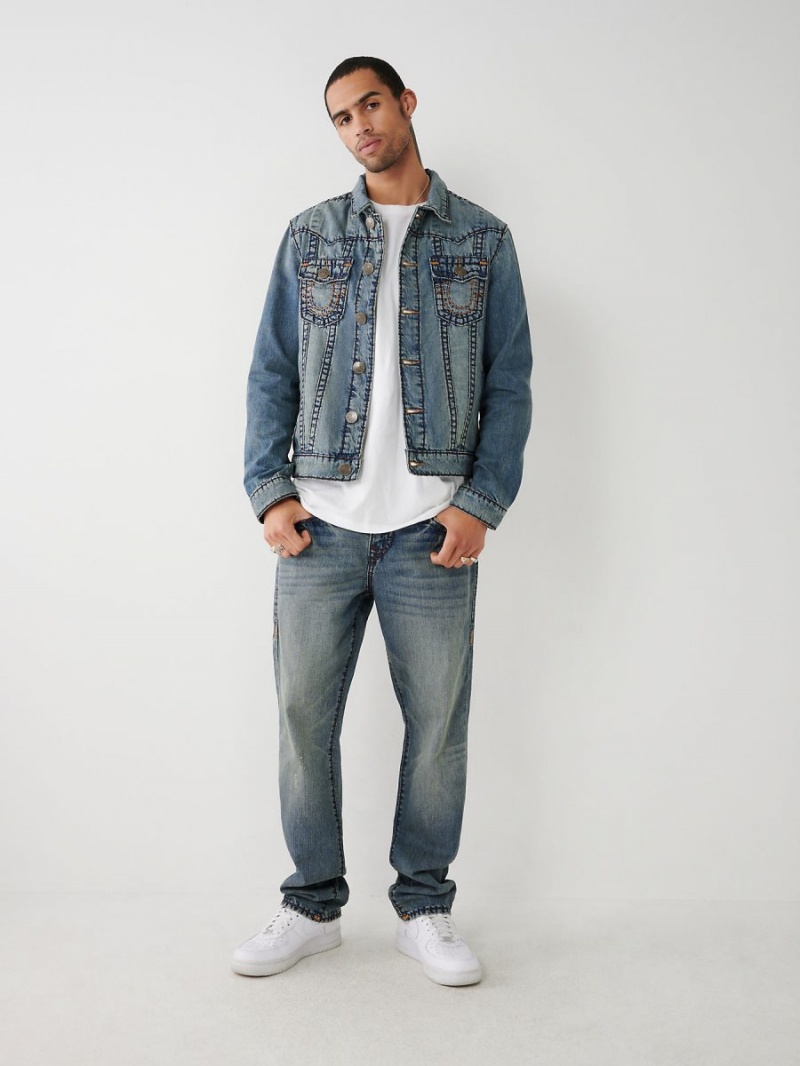 Straight Jeans True Religion Ricky Super T Stitch Azules | 67IGWQPZA