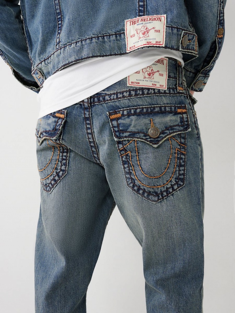 Straight Jeans True Religion Ricky Super T Stitch Azules | 67IGWQPZA