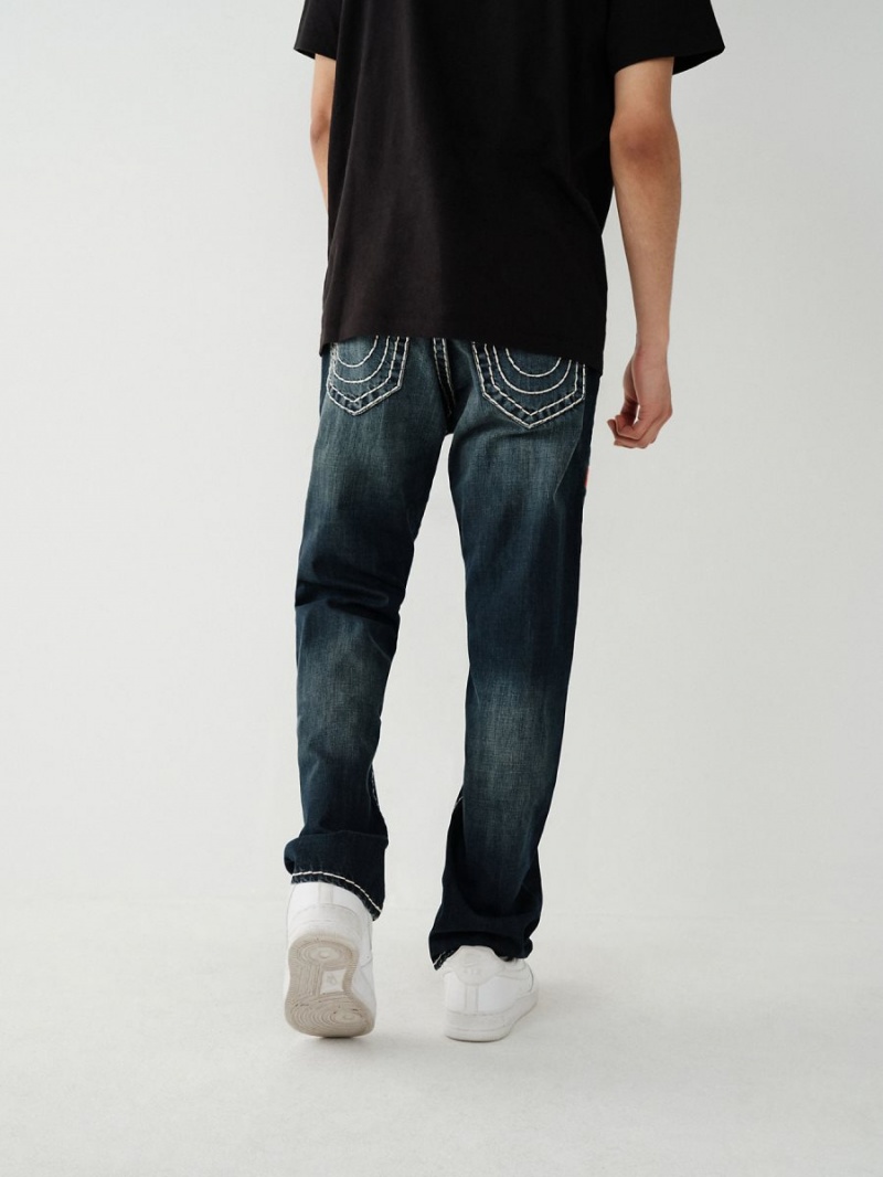 Straight Jeans True Religion Ricky Super T Stitch Azules Oscuro | 29ONYDBFI