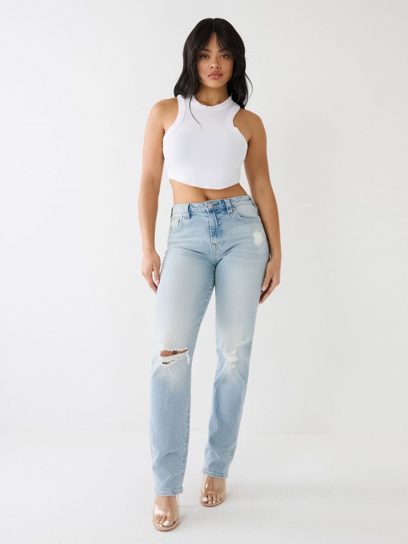 Straight Jeans True Religion Sarah Distressed High Rise Mimosa W Destroy | 49AYBCUXR