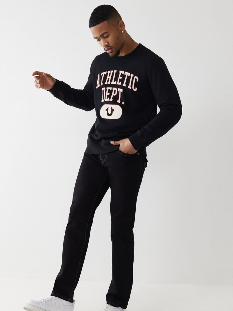 Sudadera True Religion Atléticos Crewneck Negras | 49WBDTLQF