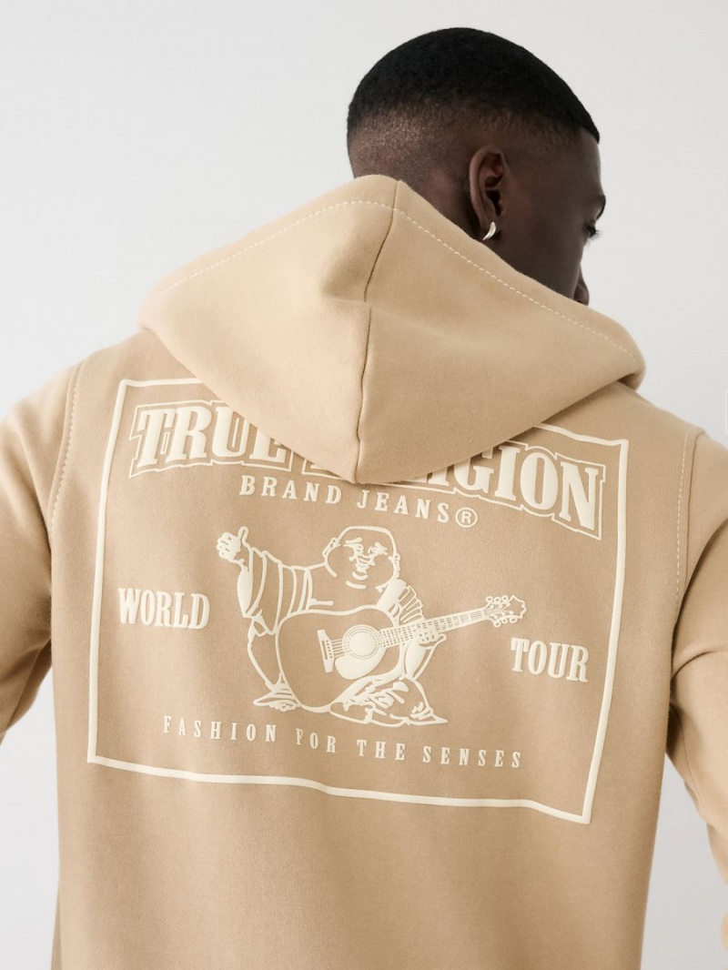 Sudadera True Religion Big T Zip Beige | 59PMNCVFL