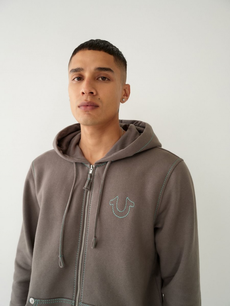 Sudadera True Religion Big T Zip Granite | 10FXDTAOK