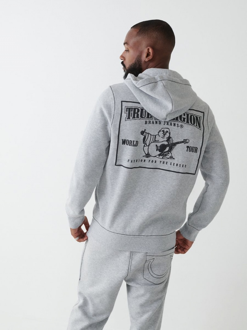 Sudadera True Religion Big T Zip Gris Negras | 41OGZUWPS