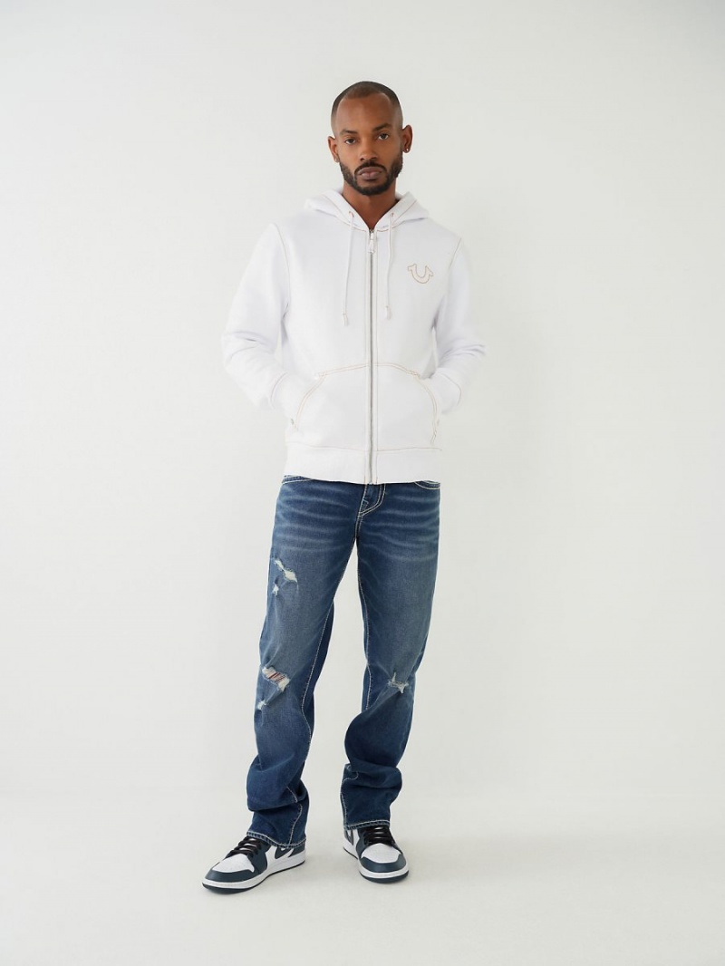 Sudadera True Religion Big T Zip OPTIC WHT/BKTHRN/BLU | 52DHMKCXT