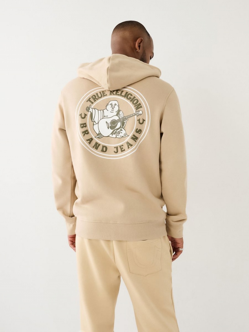 Sudadera True Religion Buddha Logo Seal Zip Beige | 06REKIVFL