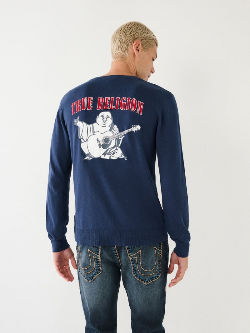 Sudadera True Religion Buddha Logo Sueter Navy/Sapphire | 01NSCZALX