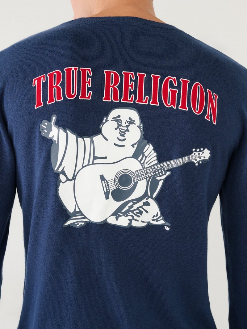 Sudadera True Religion Buddha Logo Sueter Navy/Sapphire | 01NSCZALX