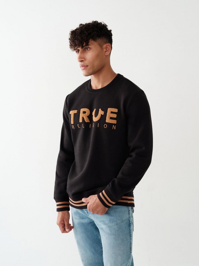 Sudadera True Religion Crewneck Negras | 70EOZBRQK