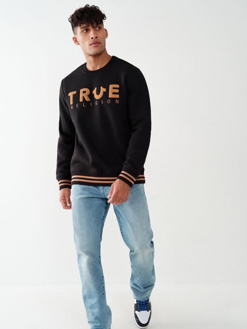 Sudadera True Religion Crewneck Negras | 70EOZBRQK