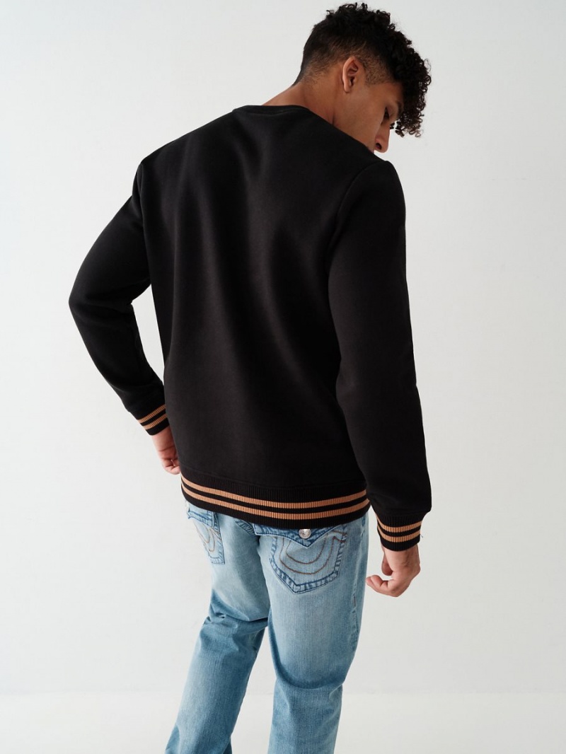 Sudadera True Religion Crewneck Negras | 70EOZBRQK