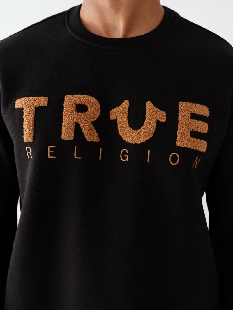 Sudadera True Religion Crewneck Negras | 70EOZBRQK