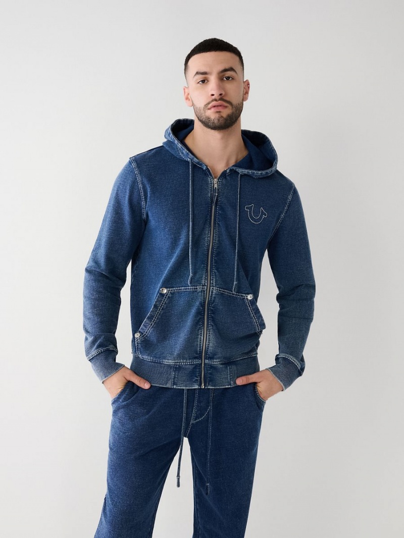 Sudadera True Religion Indigo Big T Zip Indigo | 59MEJIRAP