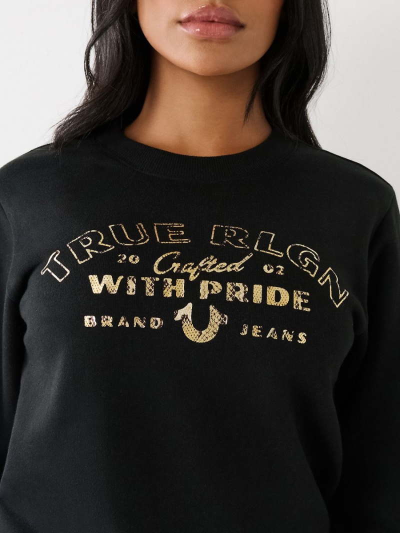 Sudadera True Religion Logo Negras | 86YWTMKNG