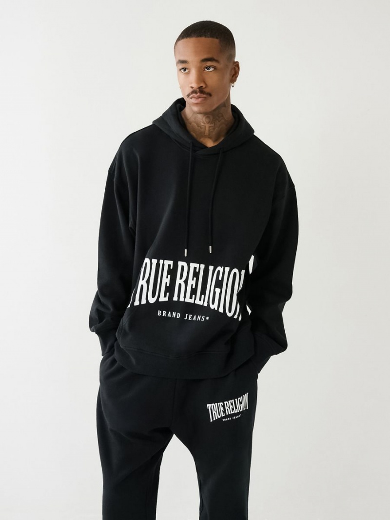 Sudadera True Religion Logo Relaxed Negras | 19PLFUMIX