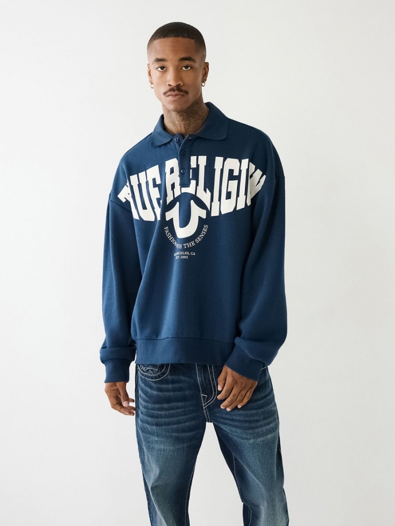 Sudadera True Religion Logo Rugby Navy/Sapphire | 07OSKJQYP