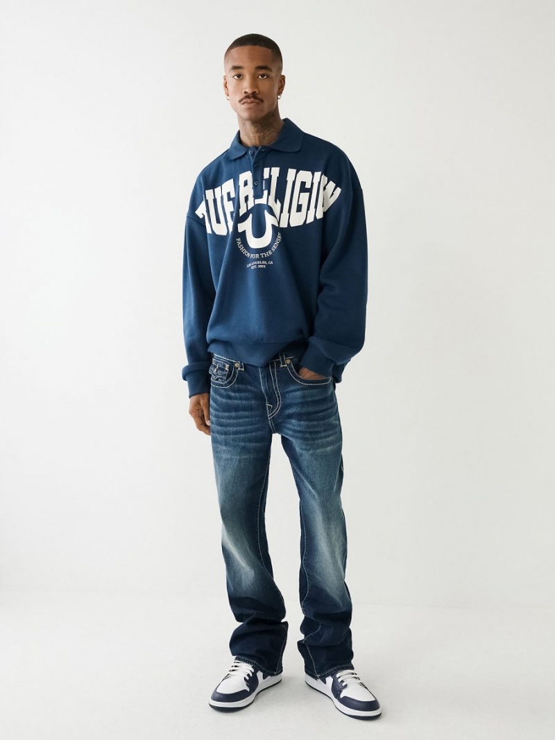 Sudadera True Religion Logo Rugby Navy/Sapphire | 07OSKJQYP