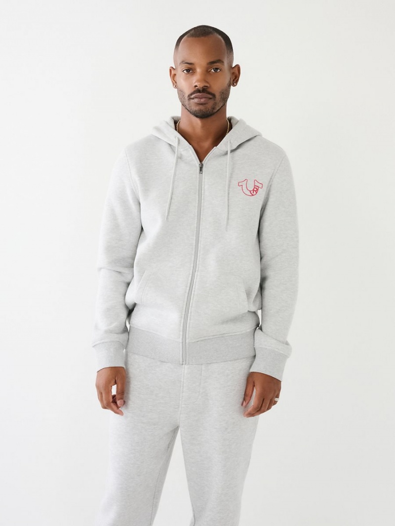 Sudadera True Religion Logo Zip Gris | 01GRSHDMK