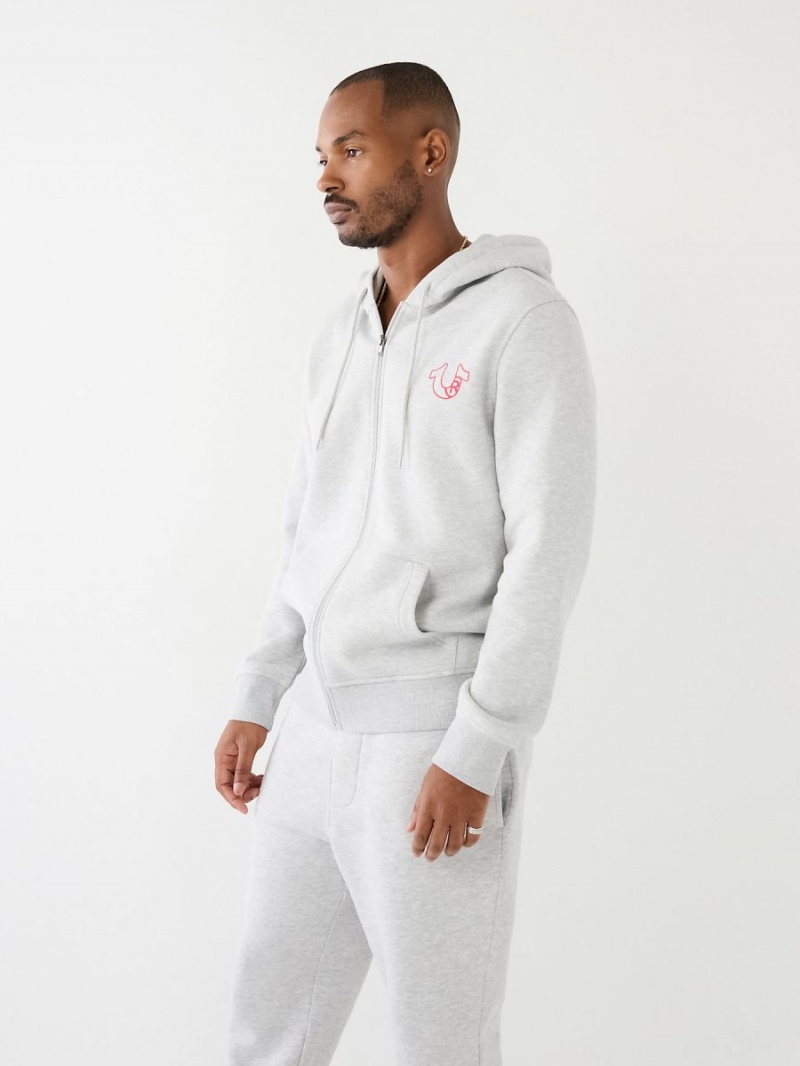 Sudadera True Religion Logo Zip Gris | 01GRSHDMK