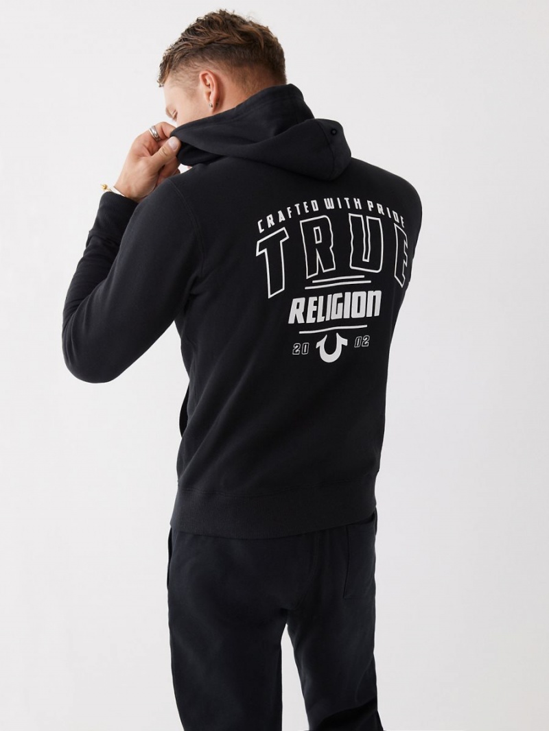 Sudadera True Religion Logo Zip Negras | 41ZTUWAEJ