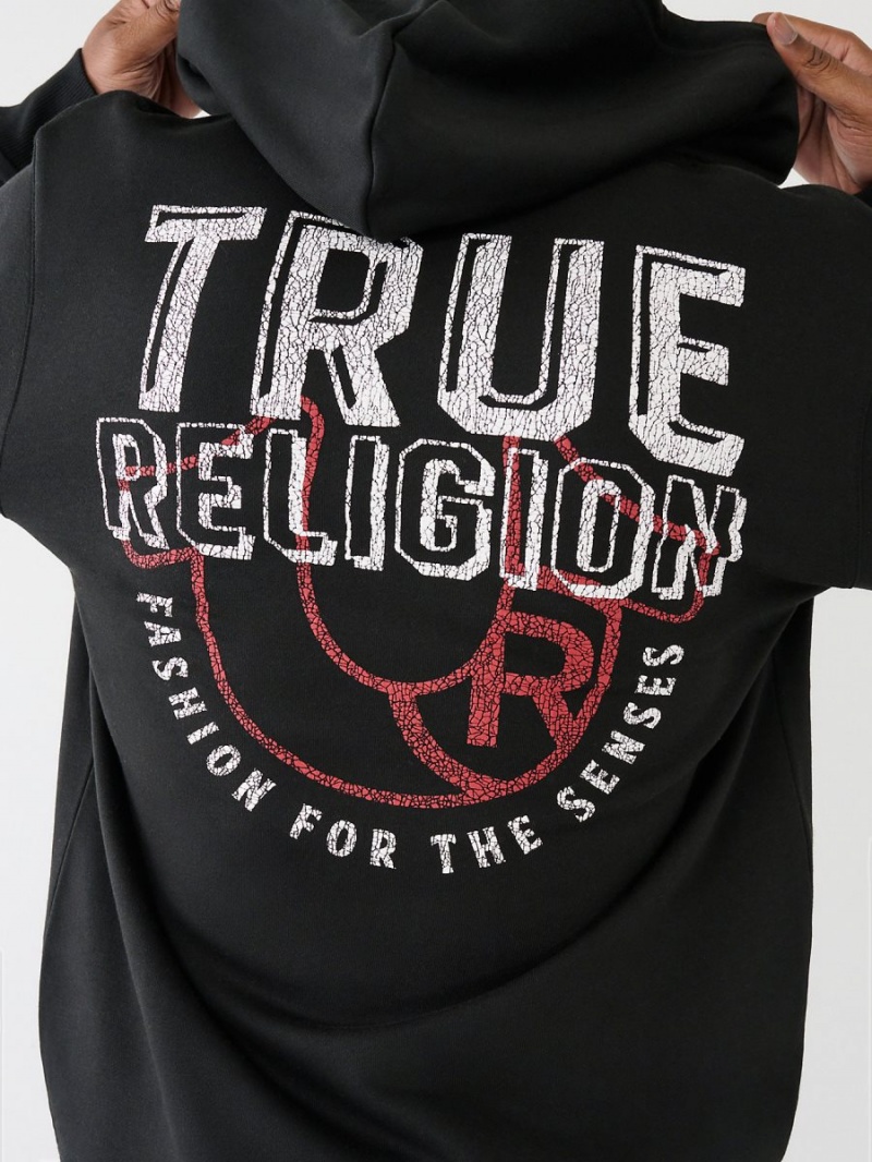 Sudadera True Religion Logo Zip Negras | 06SOMFJWE