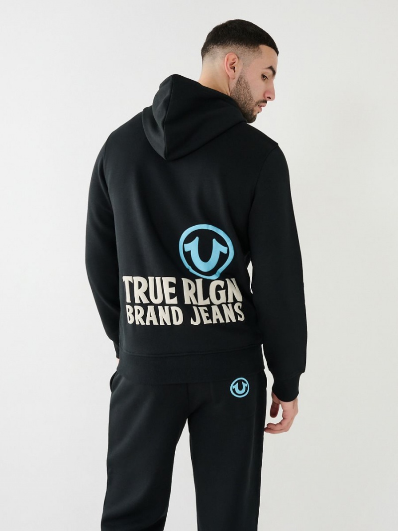 Sudadera True Religion Puff Trbj Zip Up Negras | 30DXHIKGA