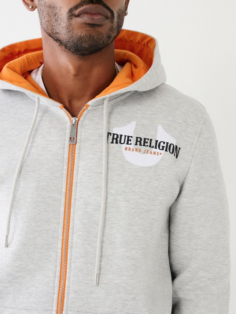 Sudadera True Religion Zip Gris | 23YPCXKVQ