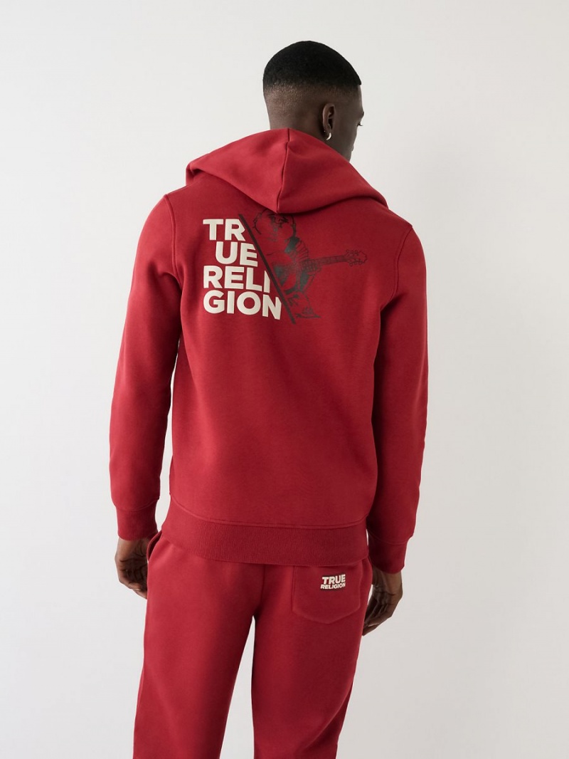 Sudadera True Religion Zip Rojas | 01AJDMKNW