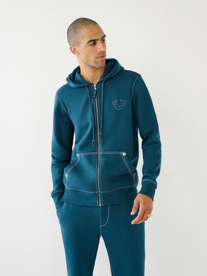 Sudadera con Capucha True Religion Big T Zip Agave | 23WVYXSME