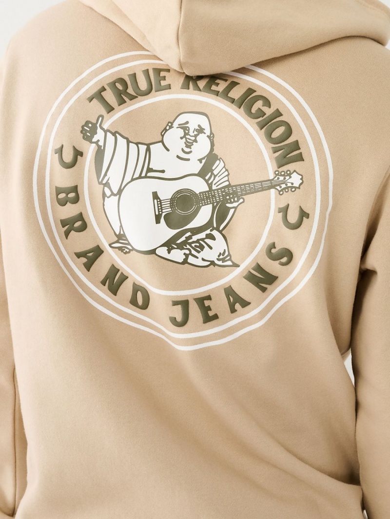 Sudadera con Capucha True Religion Buddha Logo Seal Zip Beige | 18UOEWXFC