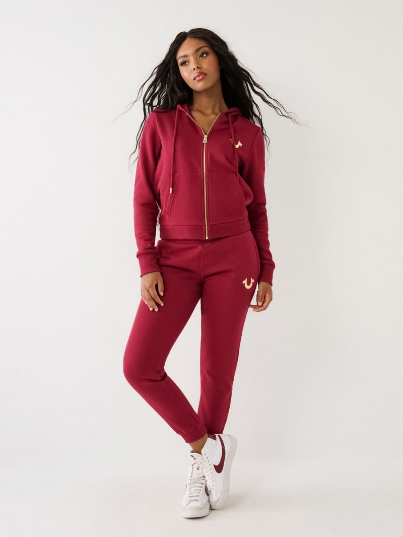 Sudadera con Capucha True Religion Buddha Zip Cranberry | 63OBWSGEC