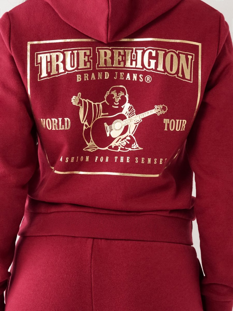 Sudadera con Capucha True Religion Buddha Zip Cranberry | 63OBWSGEC