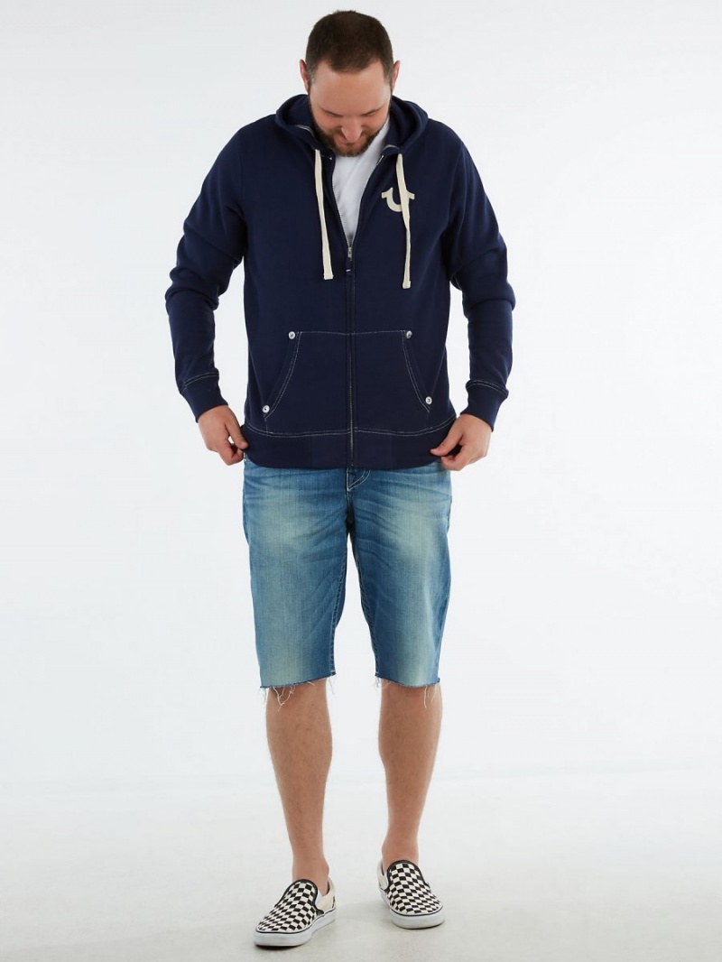 Sudadera con Capucha True Religion Buddha Zip Azul Marino | 38KOTIEXC