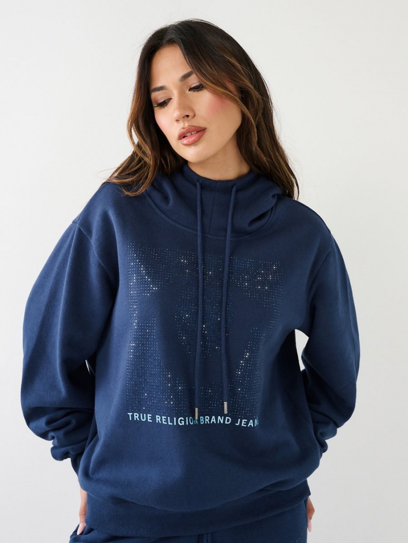 Sudadera con Capucha True Religion Crystal Relaxed Navy/Sapphire | 41MEDYUJR