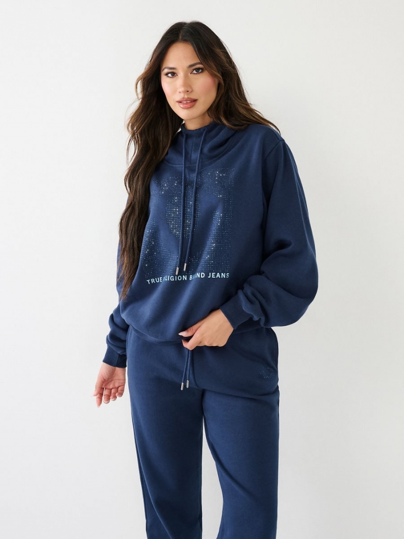 Sudadera con Capucha True Religion Crystal Relaxed Navy/Sapphire | 41MEDYUJR