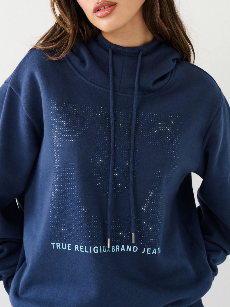 Sudadera con Capucha True Religion Crystal Relaxed Navy/Sapphire | 41MEDYUJR