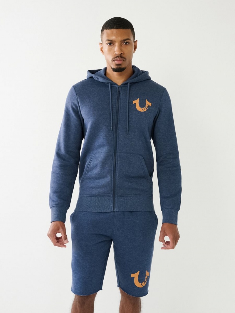 Sudadera con Capucha True Religion Horseshoe Logo Zip Azul Marino | 13RUNLMCD