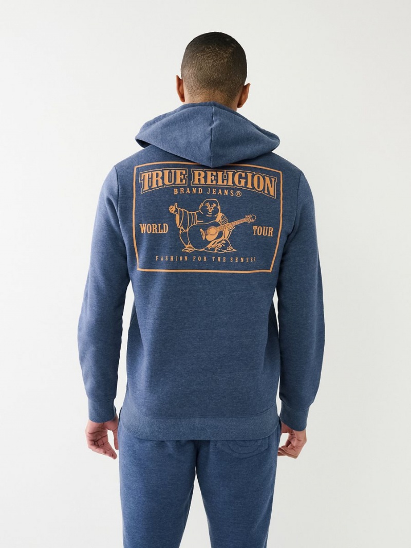 Sudadera con Capucha True Religion Horseshoe Logo Zip Azul Marino | 13RUNLMCD