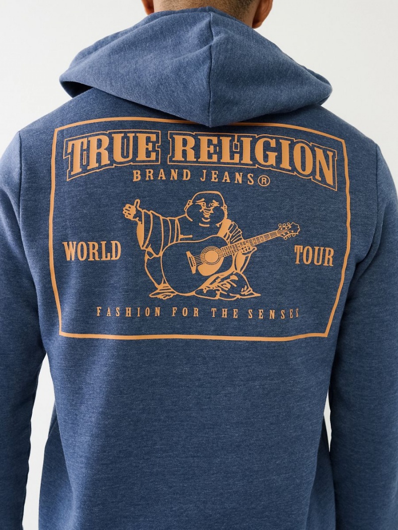 Sudadera con Capucha True Religion Horseshoe Logo Zip Azul Marino | 13RUNLMCD