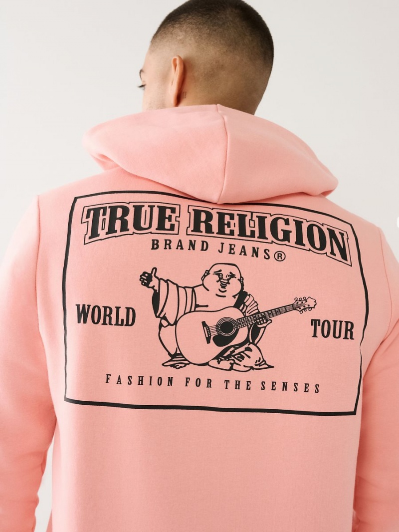 Sudadera con Capucha True Religion Horseshoe Logo Zip Coral | 16QFBOWPG