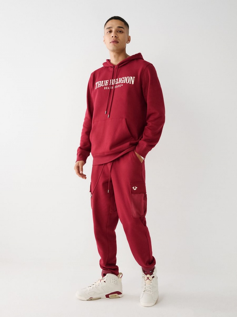 Sudadera con Capucha True Religion Logo Cranberry | 86XYZGUJH