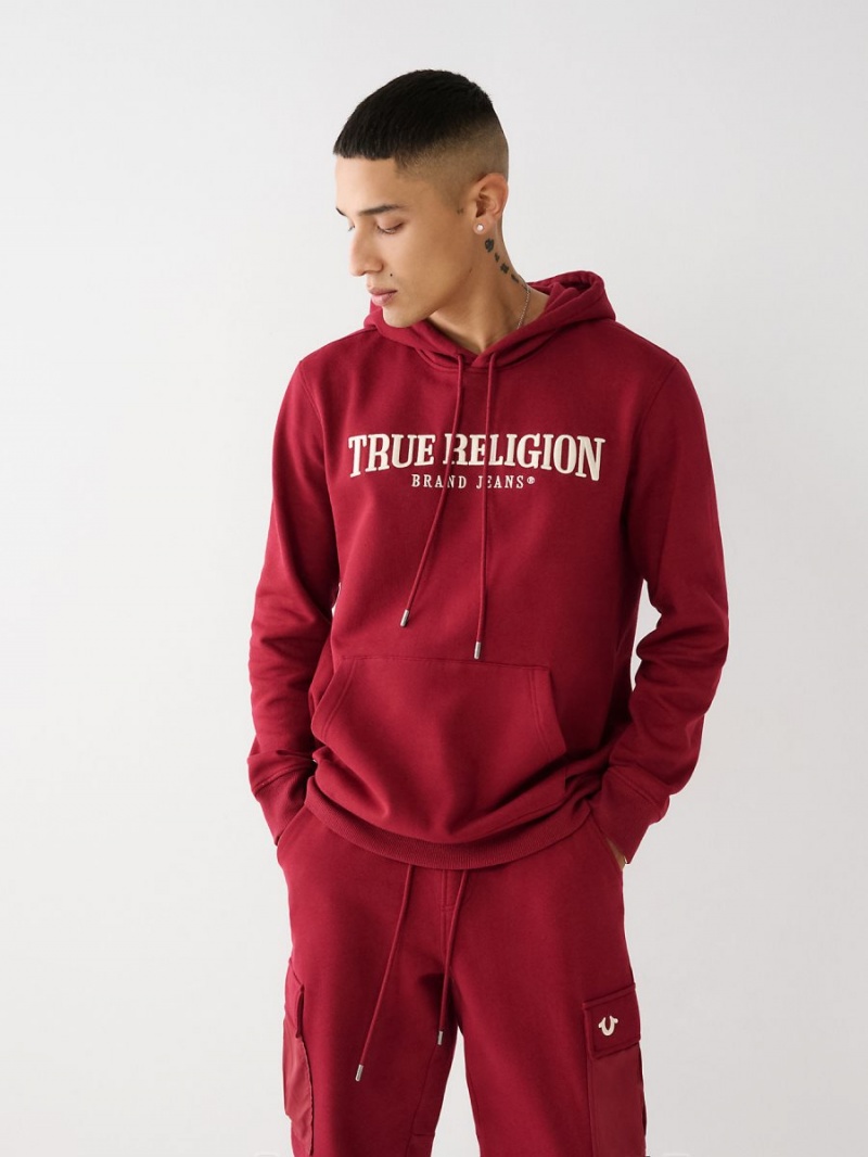 Sudadera con Capucha True Religion Logo Cranberry | 86XYZGUJH