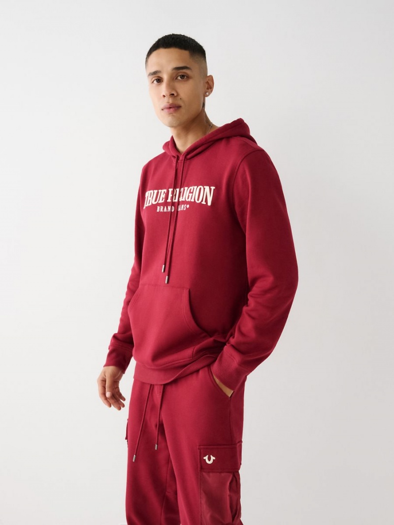 Sudadera con Capucha True Religion Logo Cranberry | 86XYZGUJH