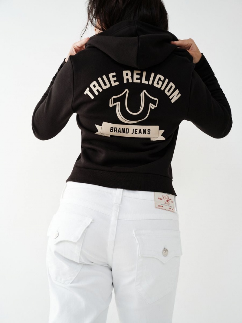 Sudadera con Capucha True Religion Logo Zip Negras | 63IJPNULK