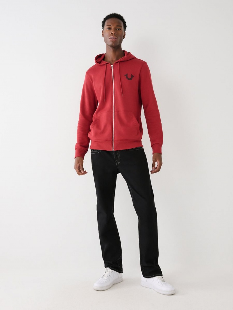 Sudadera con Capucha True Religion Logo Zip Rojas | 15TADEKSY