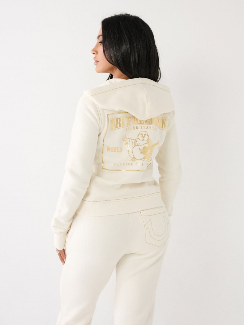 Sudadera con Capucha True Religion Lurex Big T Logo Blancas | 26FSYIEUZ