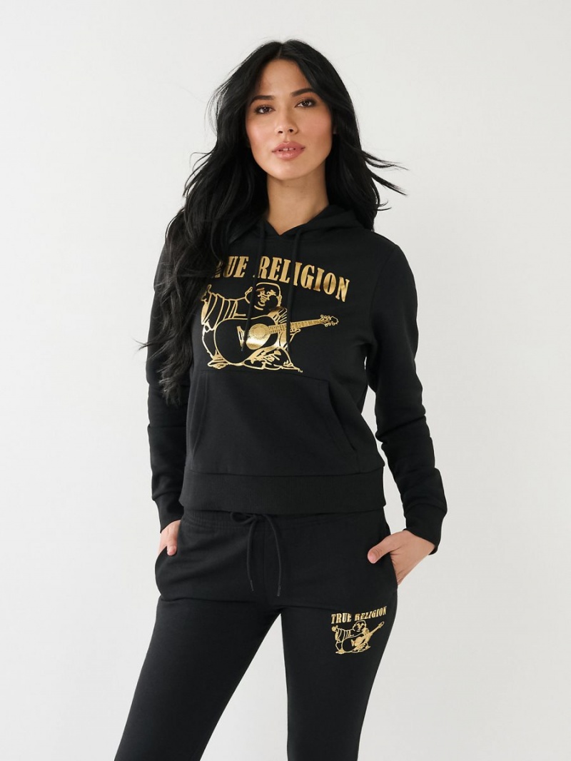 Sudadera con Capucha True Religion Metallic Buddha Logo Fleece Negras | 27SYWHORE