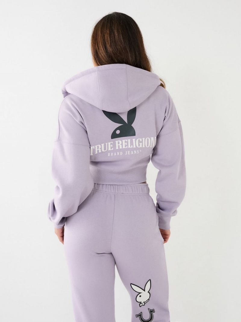 Sudadera con Capucha True Religion Playboy X Full Zip Fleece Lavanda | 49GEAKXLO