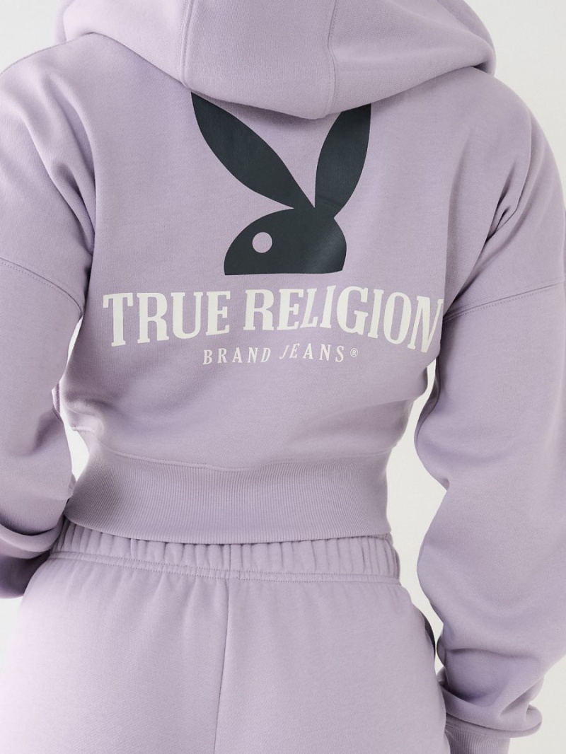 Sudadera con Capucha True Religion Playboy X Full Zip Fleece Lavanda | 49GEAKXLO