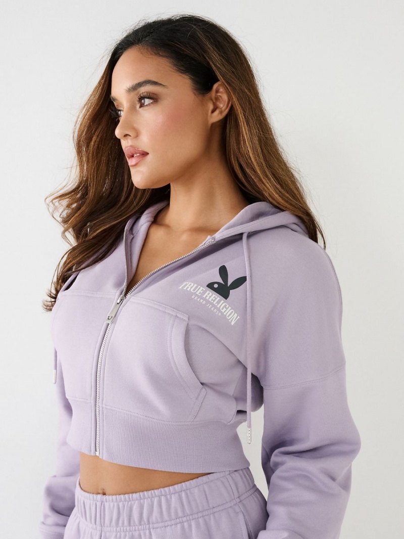 Sudadera con Capucha True Religion Playboy X Full Zip Fleece Lavanda | 49GEAKXLO